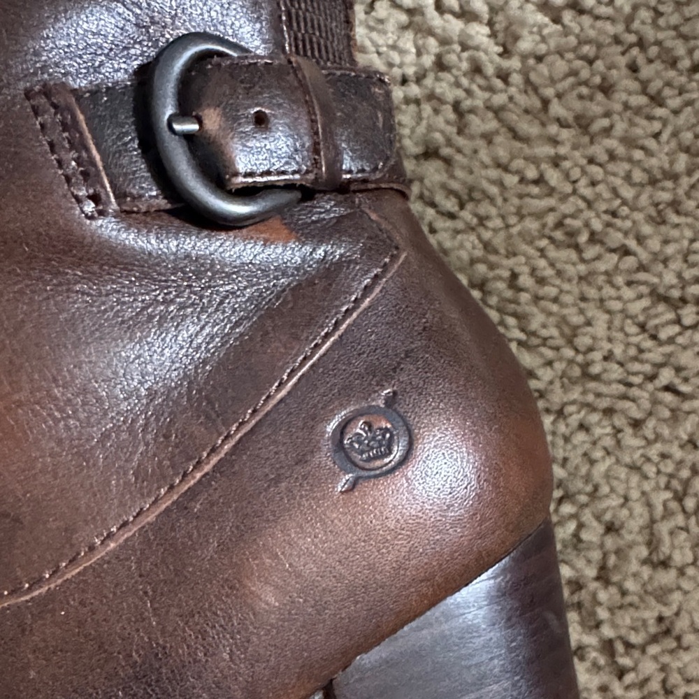 Born Tall Dark Brown Leather Heeled Riding Boots Sz 8 - Picture 2 of 10